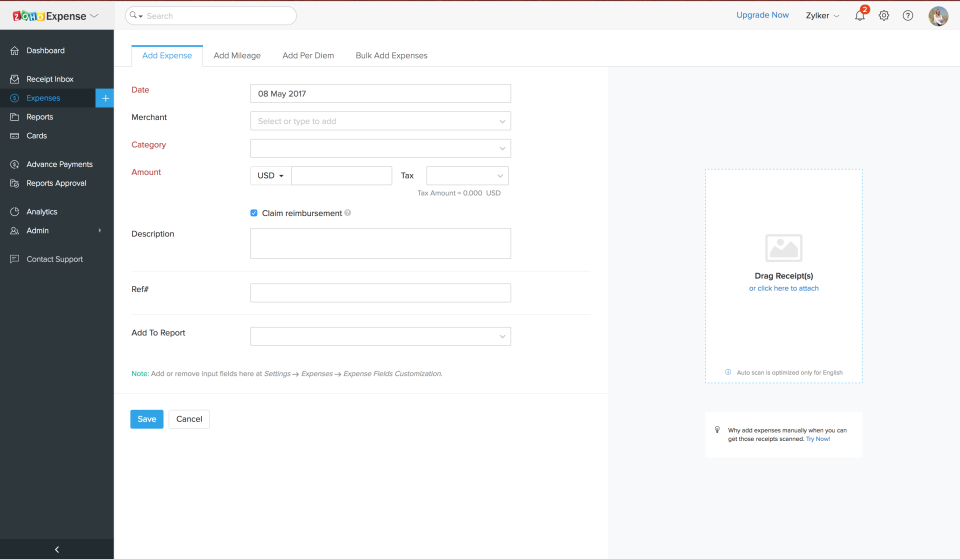 Zoho Expense ПО