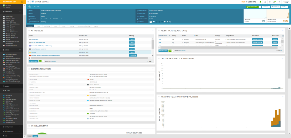 SolarWinds N-central характеристики