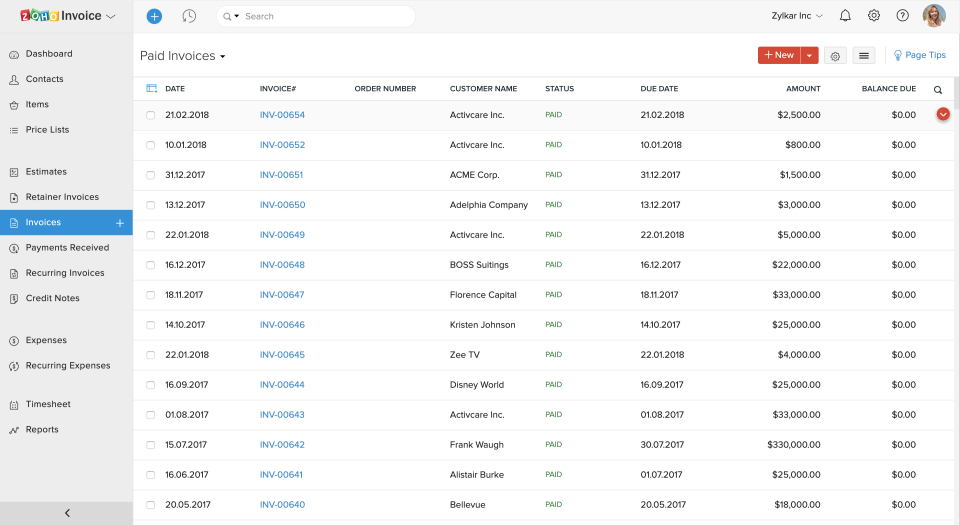 Zoho Invoice
