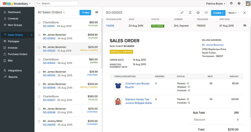 Zoho Inventory характеристики