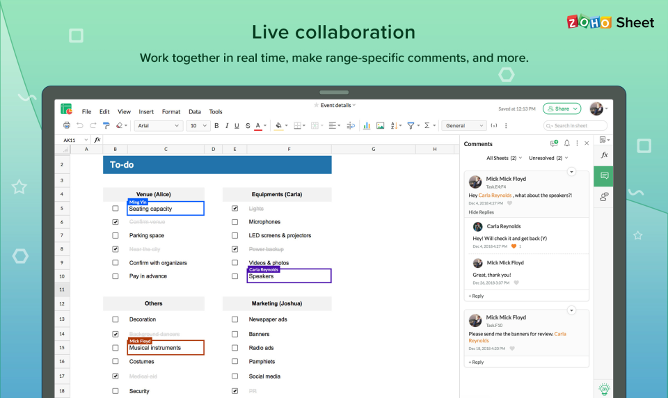 Zoho Sheet программа