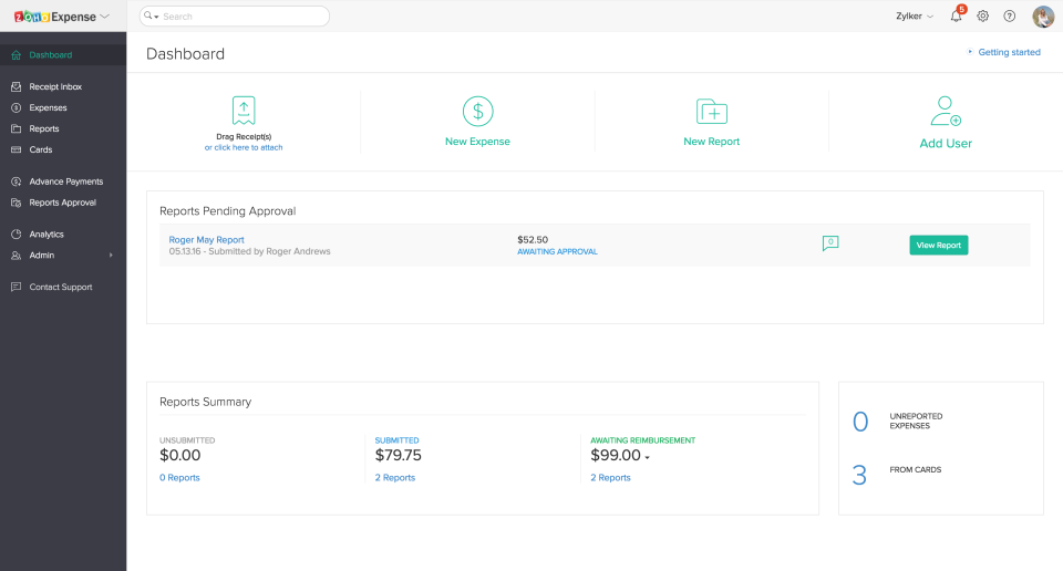 Zoho Expense характеристики