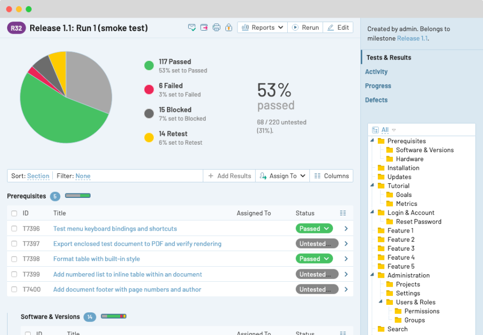 TestRail Test Case Management программа