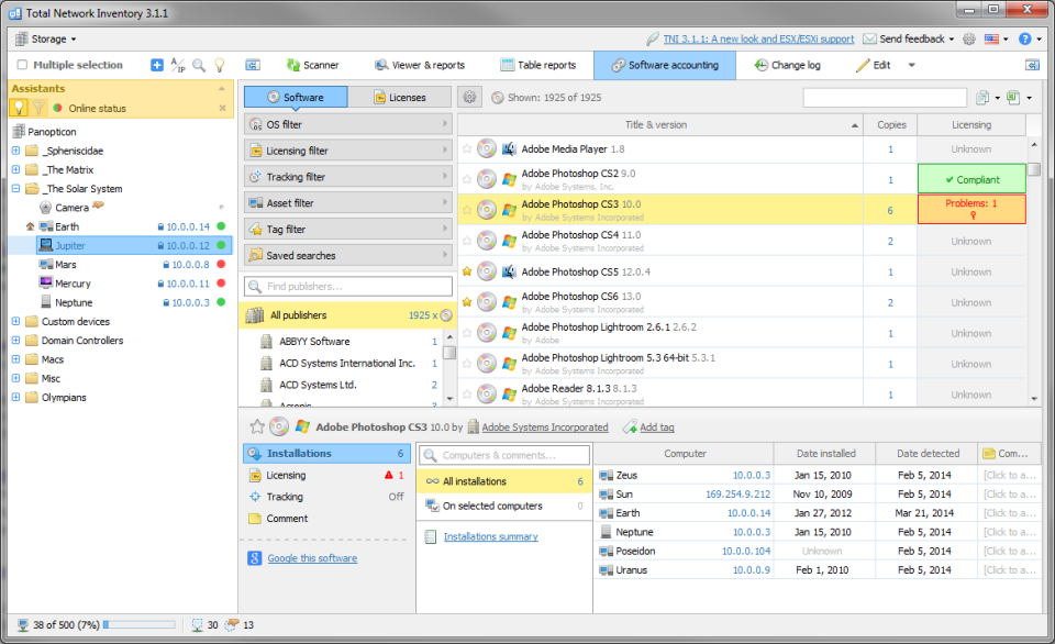 Total Network Inventory сравнение