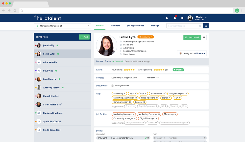 Hello Talent характеристики