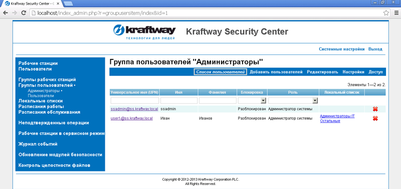 Kraftway Security Center характеристики