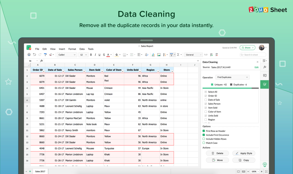 Zoho Sheet подбор
