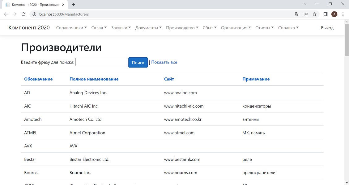 Компонент 2020 ПО