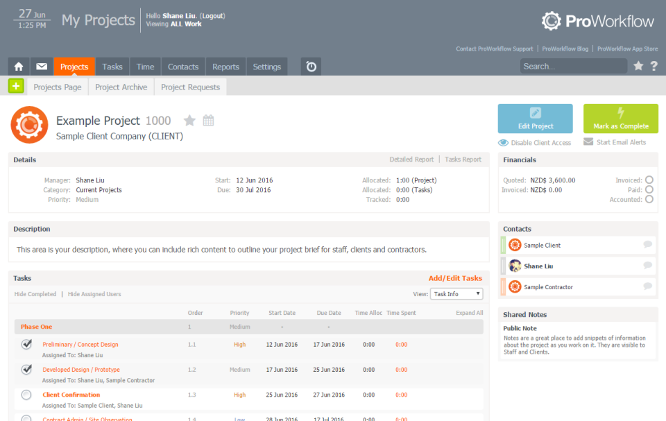 ProWorkflow характеристики