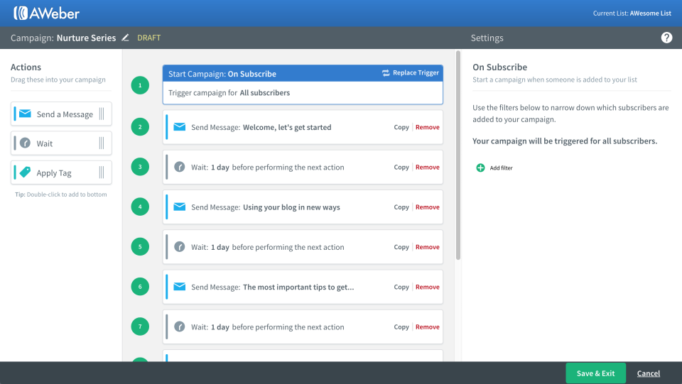 AWeber Email Marketing характеристики