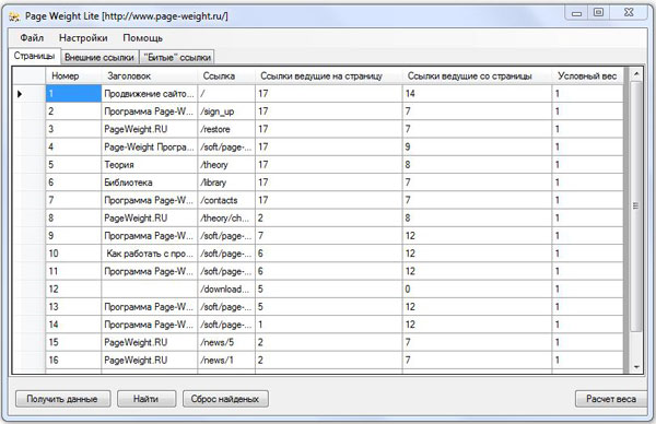 Page Weight ПО