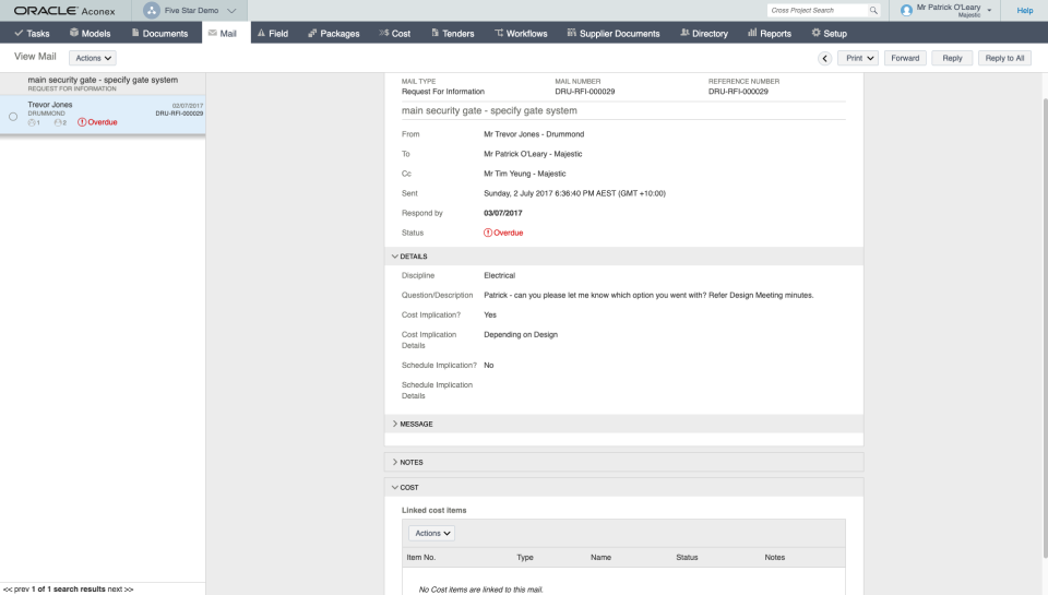 Oracle Aconex характеристики