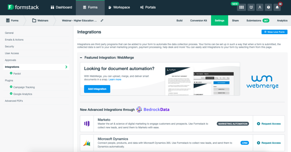 Formstack подбор