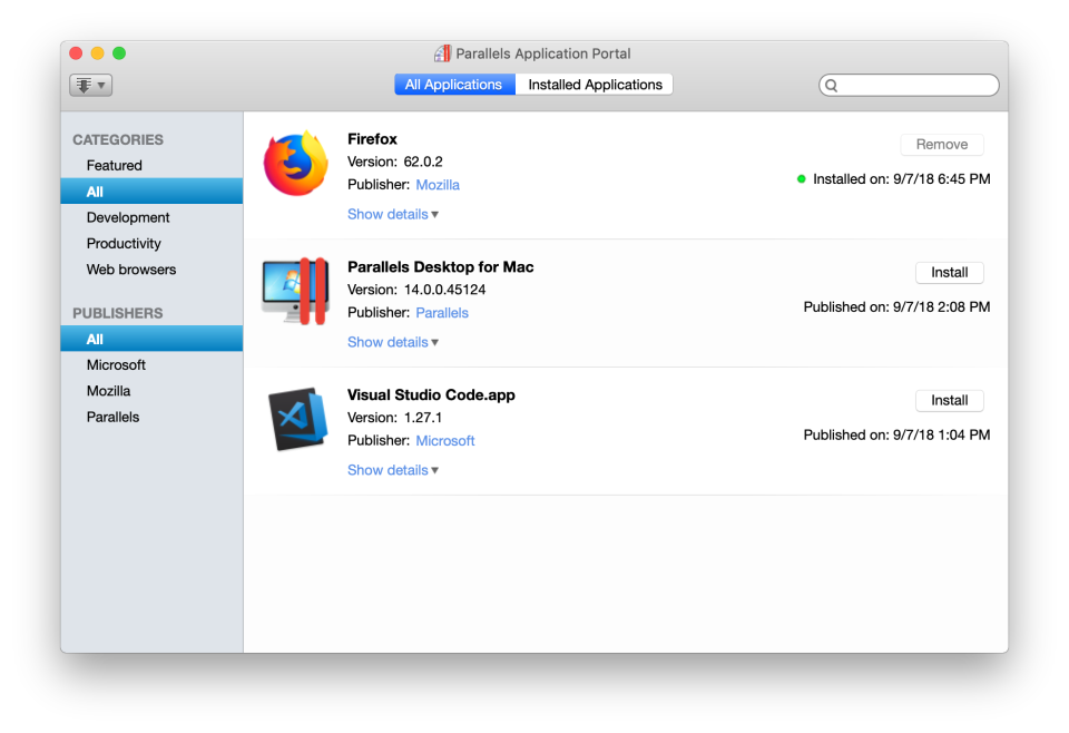 Parallels Mac Management характеристики