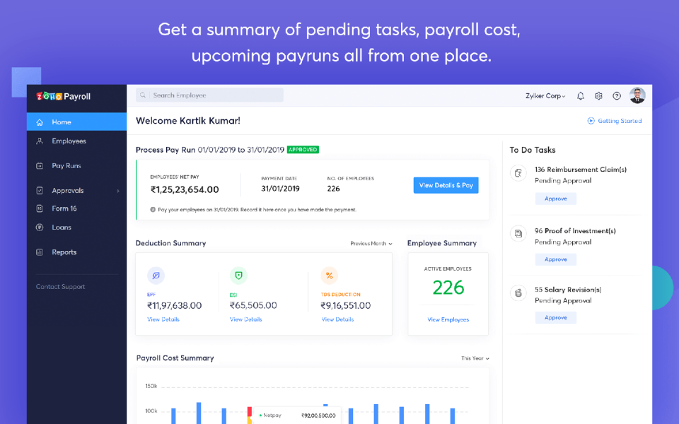 Zoho Payroll программа