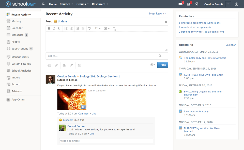 Schoology Learning характеристики