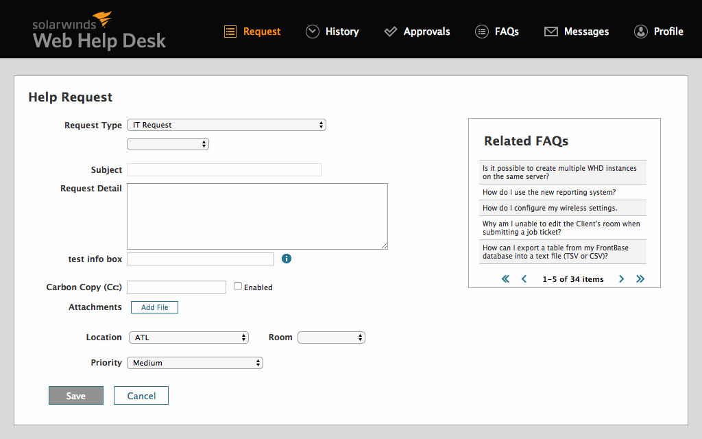 SolarWinds Web Help Desk характеристики