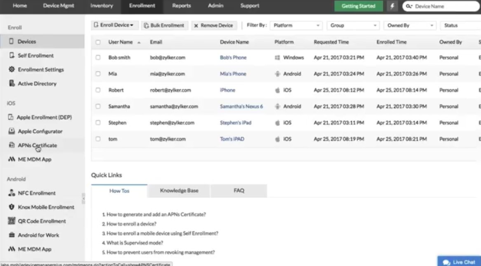 ManageEngine Mobile Device Manager Plus характеристики