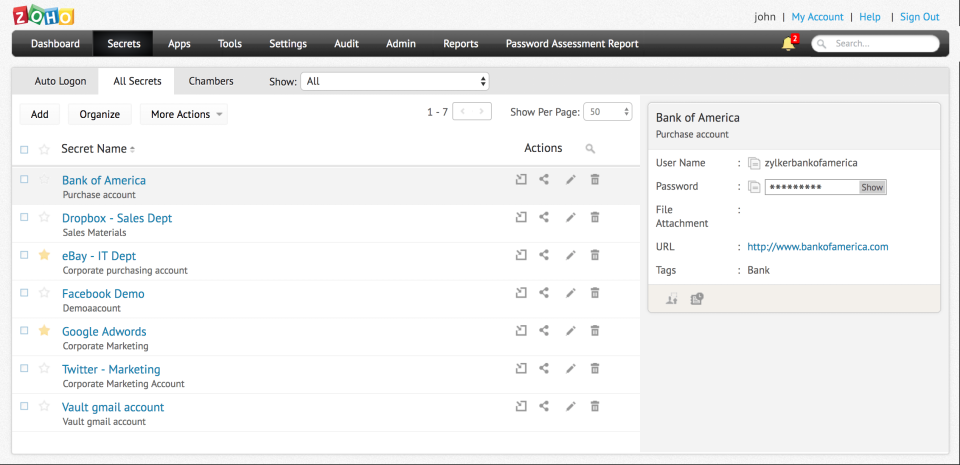 Zoho Vault