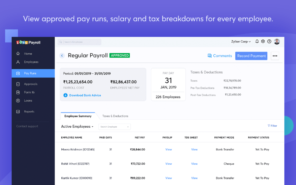 Zoho Payroll подбор