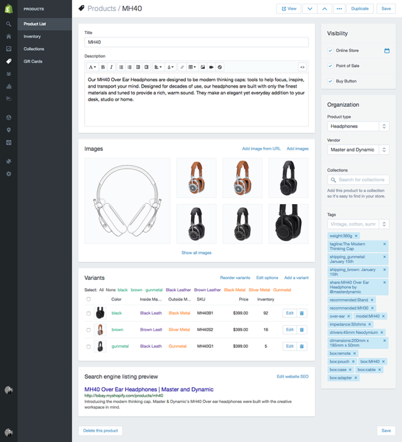 Shopify подбор