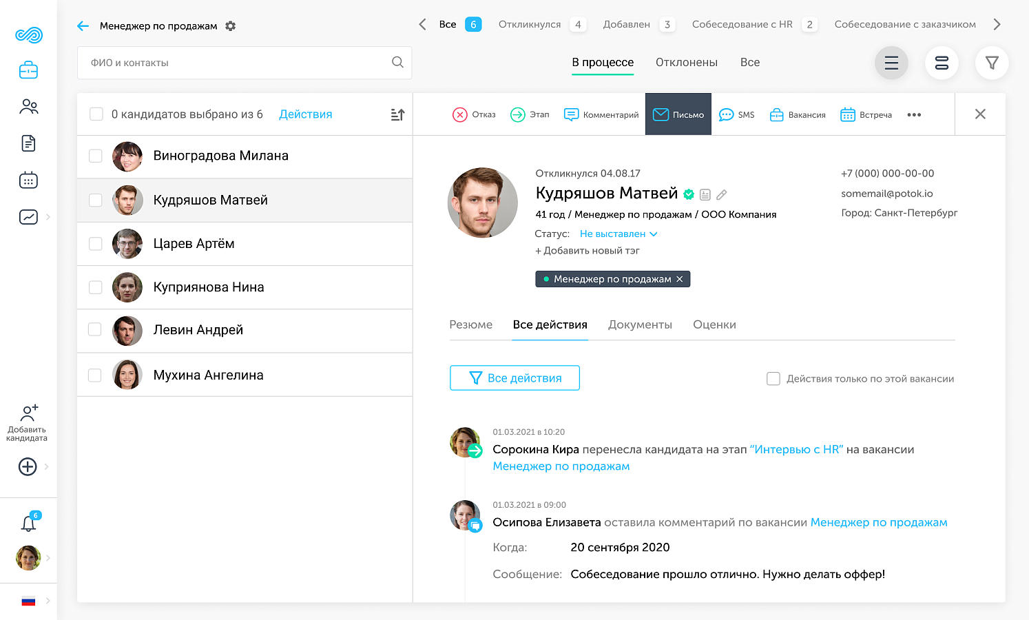 Поток Рекрутмент сравнение