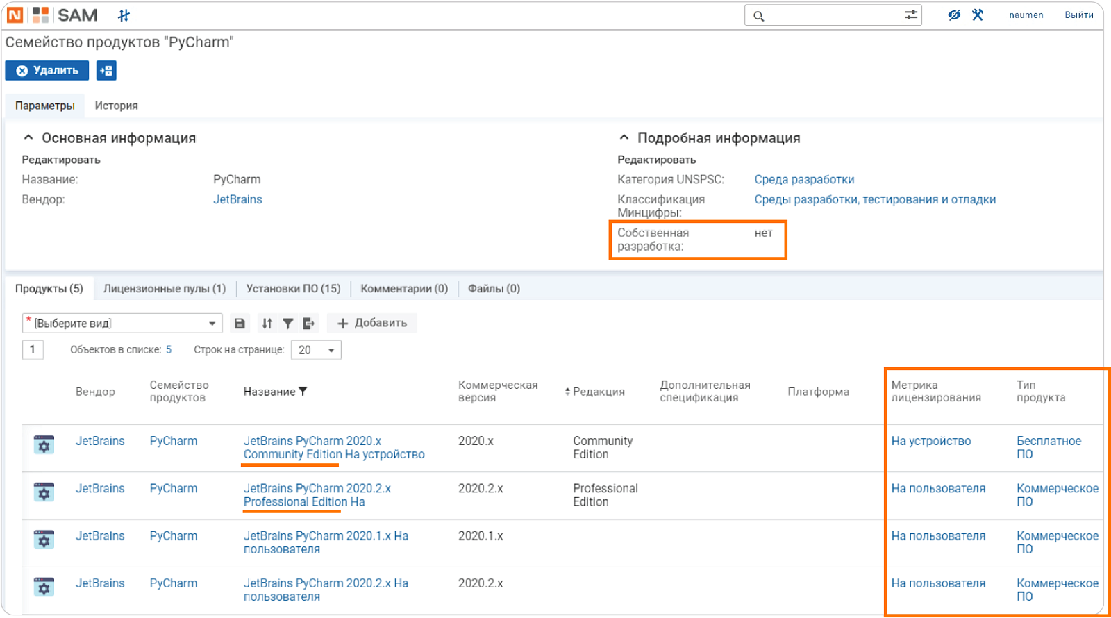 Naumen SAM (Software Asset Management) 