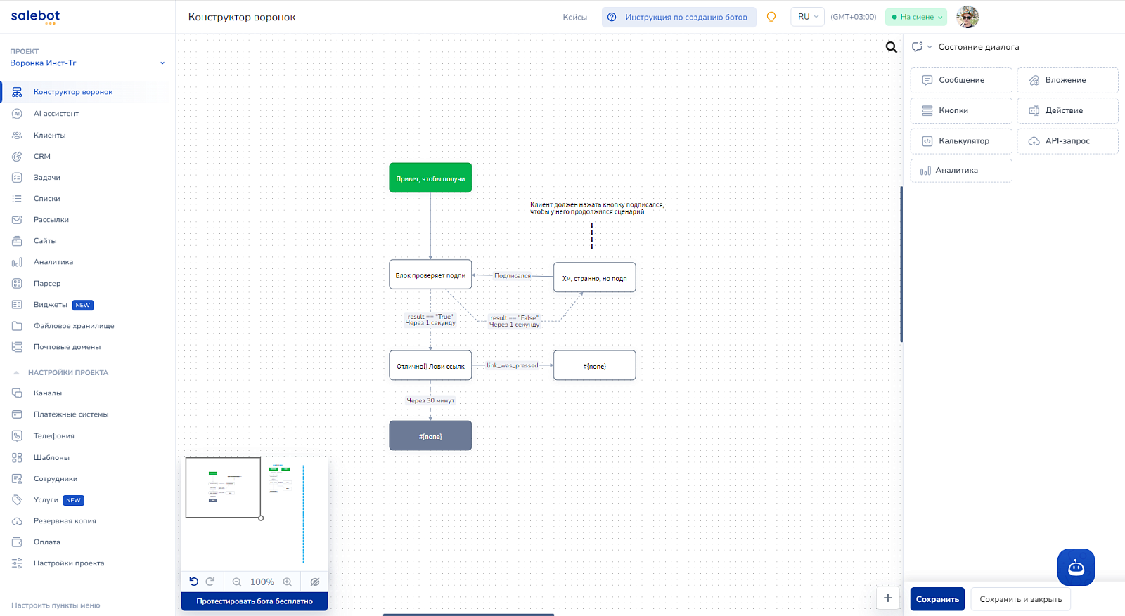 Salebot характеристики