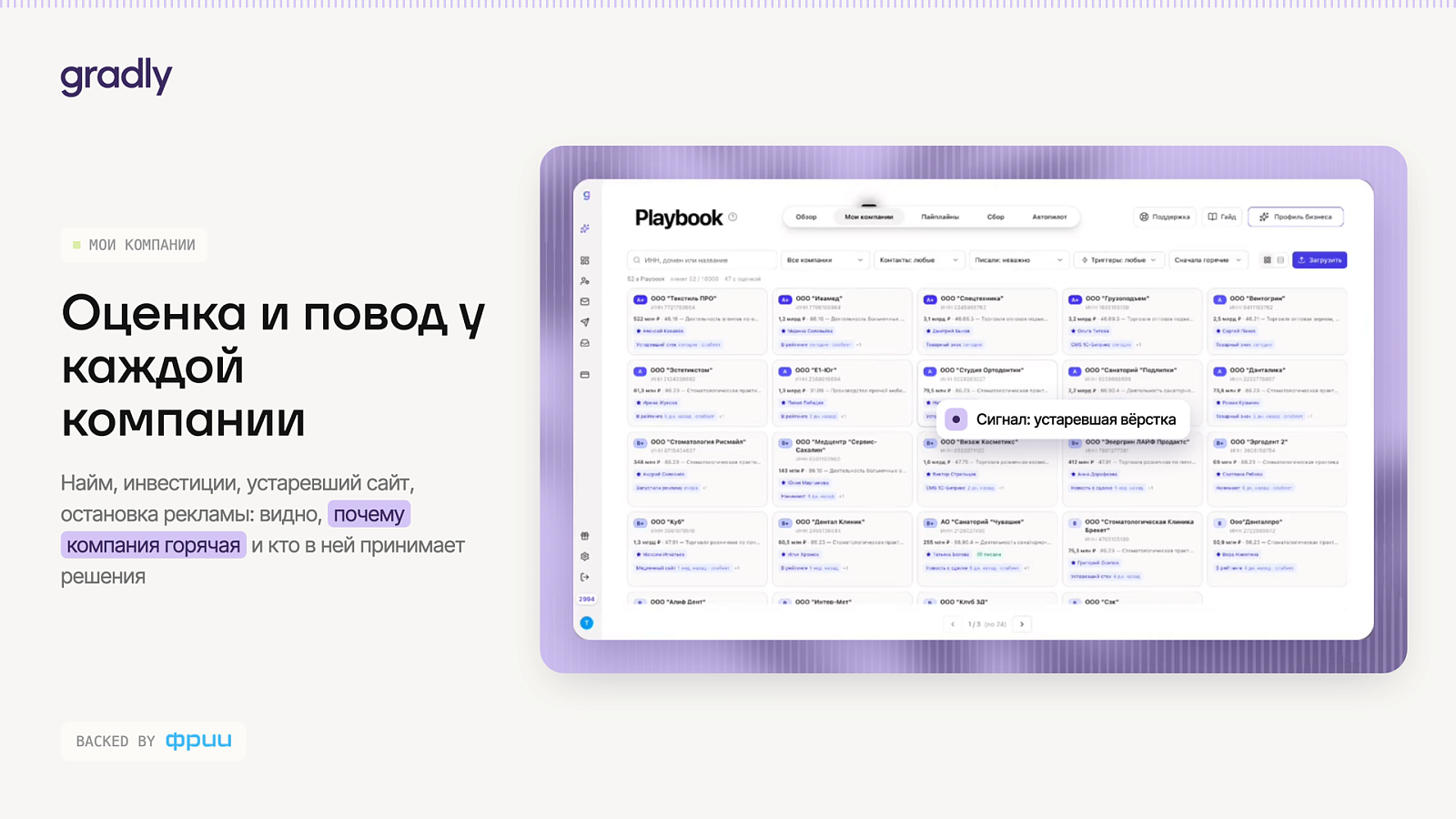 Gradly характеристики
