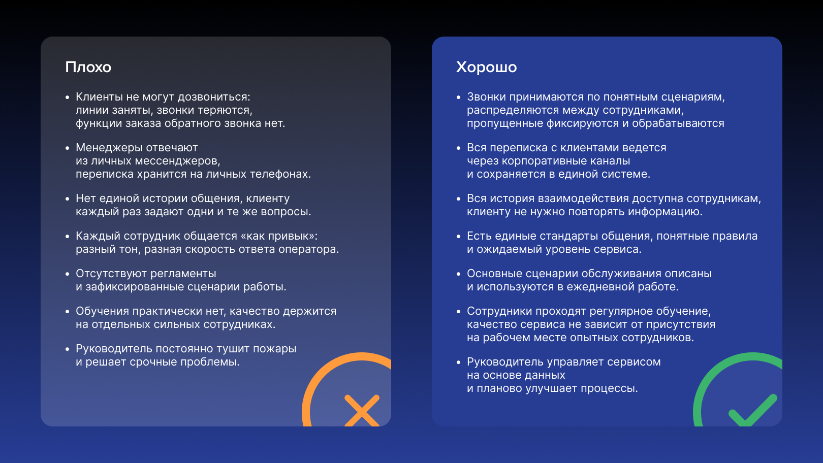 Что формирует хороший и плохой клиентский сервис
